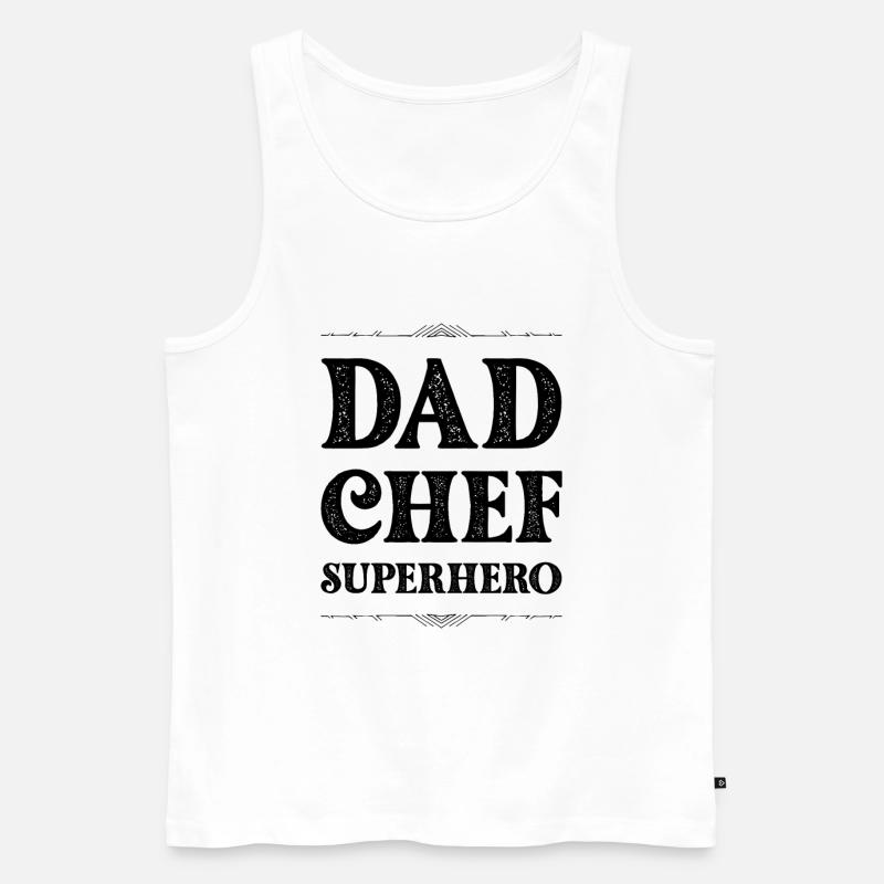 Dad Chef Superheld Papa - Männer Premium Bio Tank Top - Weiß