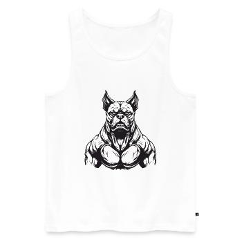Gymnase d’entraînement des muscles du chien - Débardeur bio Premium Homme - blanc - Devant - Michal (187cm)