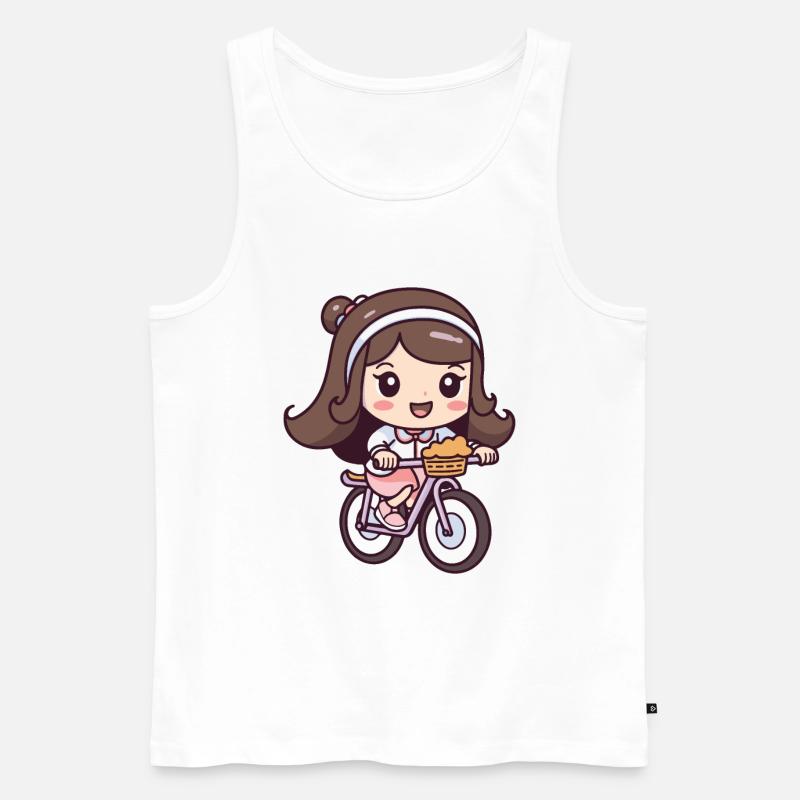 Fahrrad Mädchen Comic - Männer Premium Bio Tank Top - Weiß