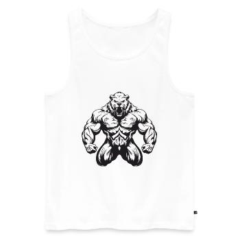 Ours Grizzly Musculation Muscles - Débardeur bio Premium Homme - blanc - Devant - Michal (187cm)