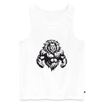 Löwe Muskeln Gym Bodybuilding - Männer Premium Bio Tank Top - Weiß - Vorne - Michal (187cm)