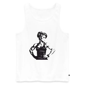 Femme Muscles Musculation Fitness Gym - Débardeur bio Premium Homme - blanc - Devant - Michal (187cm)