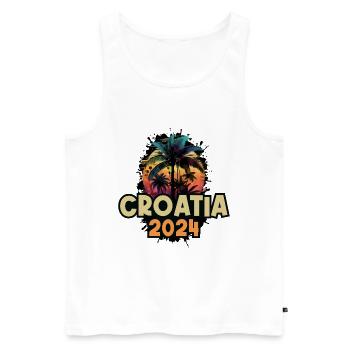 Croatia 2024 Urlaub Spruch - Männer Premium Bio Tank Top - Weiß - Vorne - Michal (187cm)