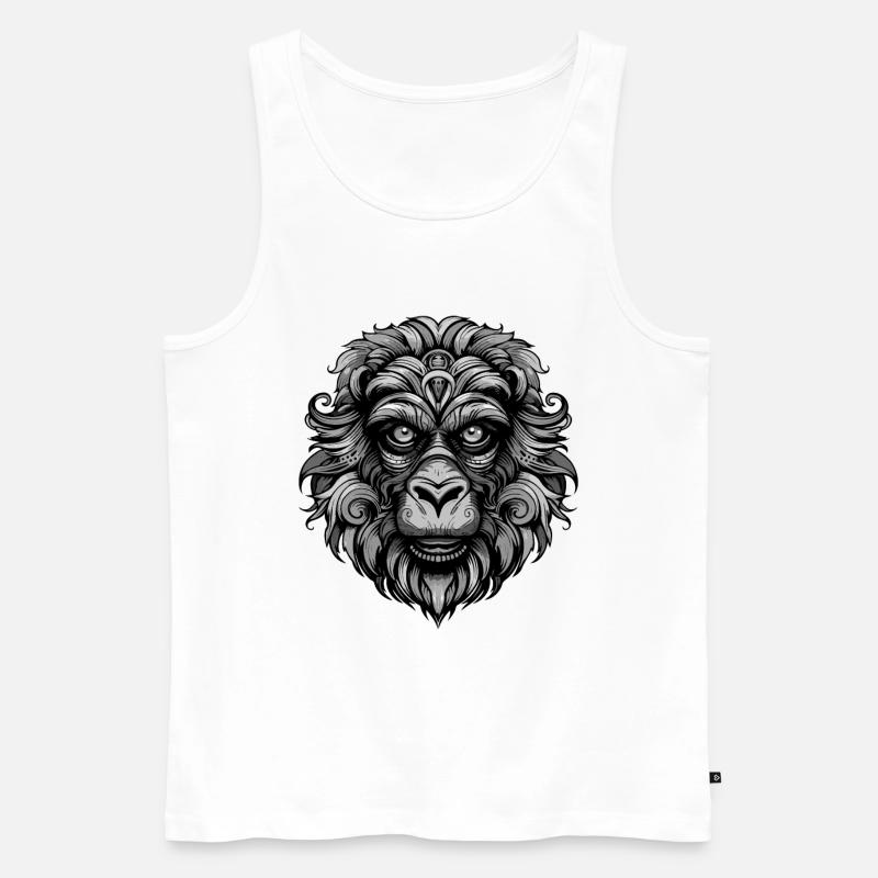 Affe Tier Kopf - Männer Premium Bio Tank Top - Weiß