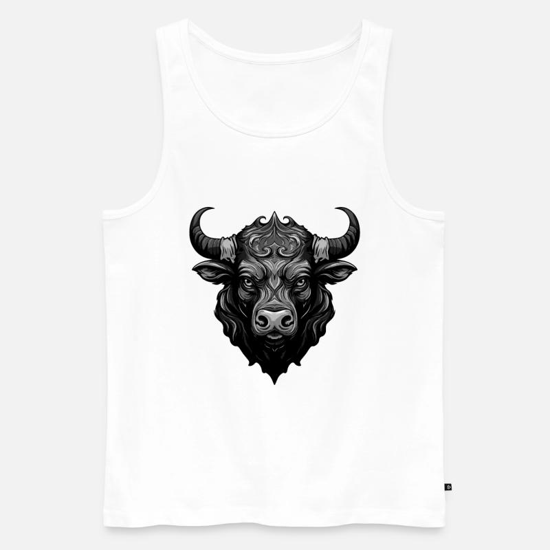 Bulle Tier Kopf Taurus - Männer Premium Bio Tank Top - Weiß