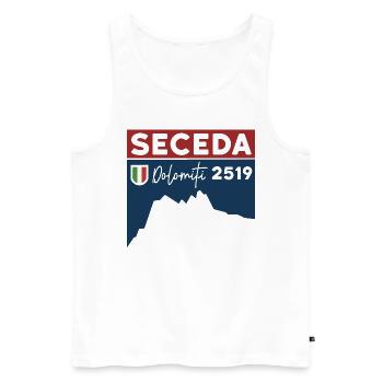 Seceda Wanderung Wandern Dolomiten Tour Souvenir - Männer Premium Bio Tank Top - Weiß - Vorne - Michal (187cm)