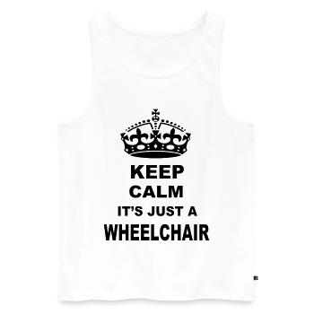 Restez calme, ce n’est qu’un fauteuil roulant # - Débardeur bio Premium Homme - blanc - Devant - Michal (187cm)