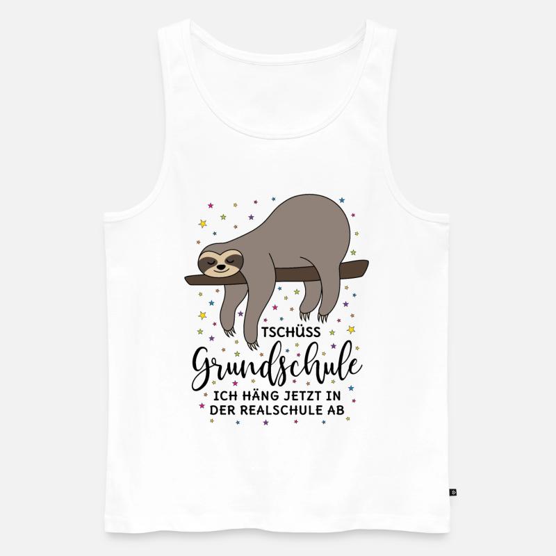 Grundschule Abschluss Tschüss Faultier Realschule - Männer Premium Bio Tank Top - Weiß