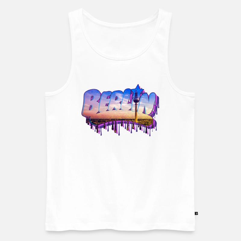 Berlin Graffiti Schriftzug - Männer Premium Bio Tank Top - Weiß