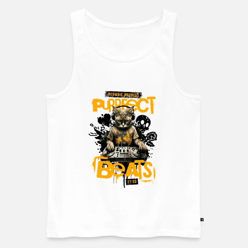 KatzenDJ Beats Graffiti - Männer Premium Bio Tank Top - Weiß