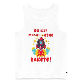 Rakete - Männer Premium Bio Tank Top - Weiß - Vorne - Michal (187cm)