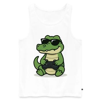 Gamer-Gator - Männer Premium Bio Tank Top - Weiß - Vorne - AI Model Male 178 light (178cm)