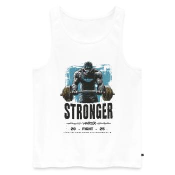 Plus fort - Débardeur bio Premium Homme - blanc - Devant - Michal (187cm)