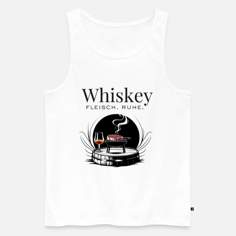 Whiskey & Fleisch – Ruhig genießen - Männer Premium Bio Tank Top - Weiß