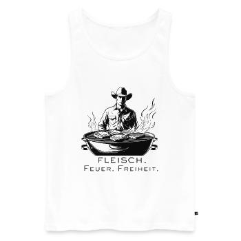 Griller la liberté pour les vrais hommes - Débardeur bio Premium Homme - blanc - Devant - AI Model Male 178 light (178cm)