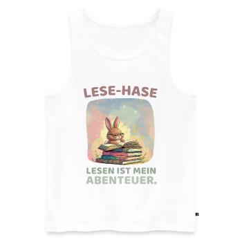Rabbit reading with adventure style - Men's Premium Organic Tank Top - white - Front - Michal (187cm)