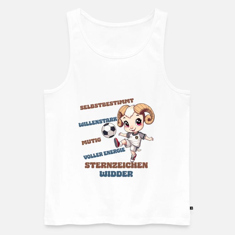 Fußball Sternzeichen Widder Eigenschaften Aries - Männer Premium Bio Tank Top - Weiß