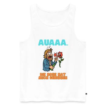Auaaa die Rose hat gebissen Meme - Männer Premium Bio Tank Top - Weiß - Vorne - Michal (187cm)