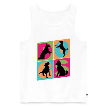 Chiens que j'aime Silhouettes de chiens Maman chien Papa chien - Débardeur bio Premium Homme - blanc - Devant - Michal (187cm)