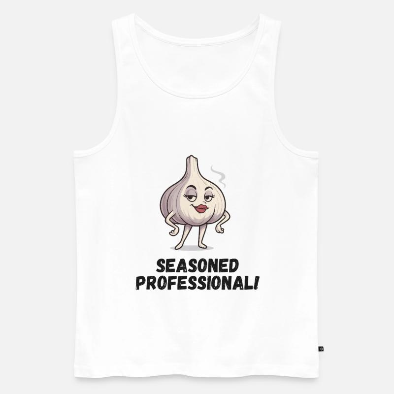 Knoblauch Dame - selbstbewusst Karikatur  - Männer Premium Bio Tank Top - Weiß