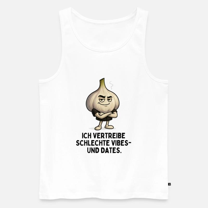Knoblauch Vibes Gegen Schlechte Dates - Männer Premium Bio Tank Top - Weiß