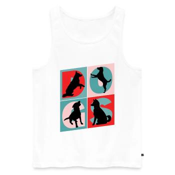 Chiens que j'aime Silhouettes de chiens Maman chien Papa chien - Débardeur bio Premium Homme - blanc - Devant - Michal (187cm)