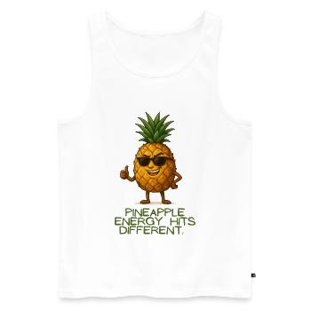 Pineapple Energy Hits Different - Männer Premium Bio Tank Top - Weiß - Vorne - Michal (187cm)