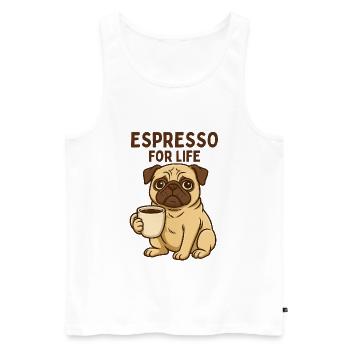 Espresso-Pug: Kaffee-Liebe - Männer Premium Bio Tank Top - Weiß - Vorne - AI Model Male 178 light (178cm)