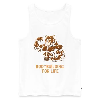 Bärenbodybuilder Kraftmotiv - Männer Premium Bio Tank Top - Weiß - Vorne - Michal (187cm)