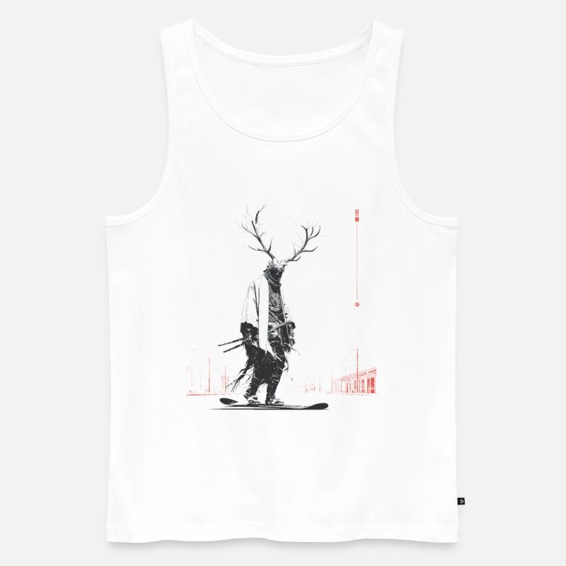 Waldgeist mit Geweihbaum - Männer Premium Bio Tank Top - Weiß