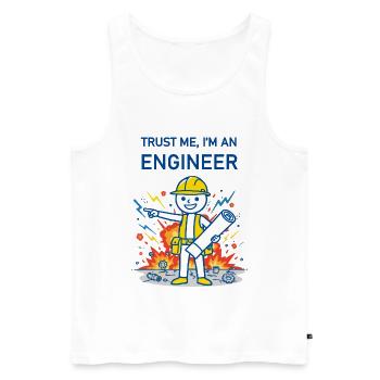 Croyez-moi, je suis ingénieur - pour un peu de contexte - Débardeur bio Premium Homme - blanc - Devant - AI Model Male 178 light (178cm)