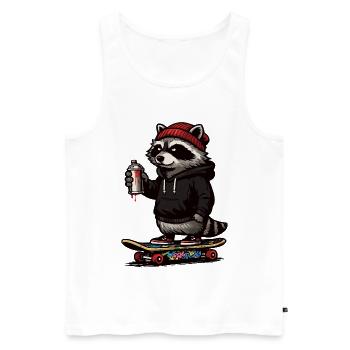 Raccoon Skate Graffiti - Men's Premium Organic Tank Top - white - Front - AI Model Male 178 light (178cm)