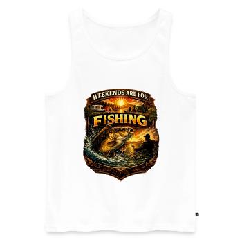 Wochenenden sind zum Angeln gedacht – Karpfenangler-Design - Männer Premium Bio Tank Top - Weiß - Vorne - Michal (187cm)