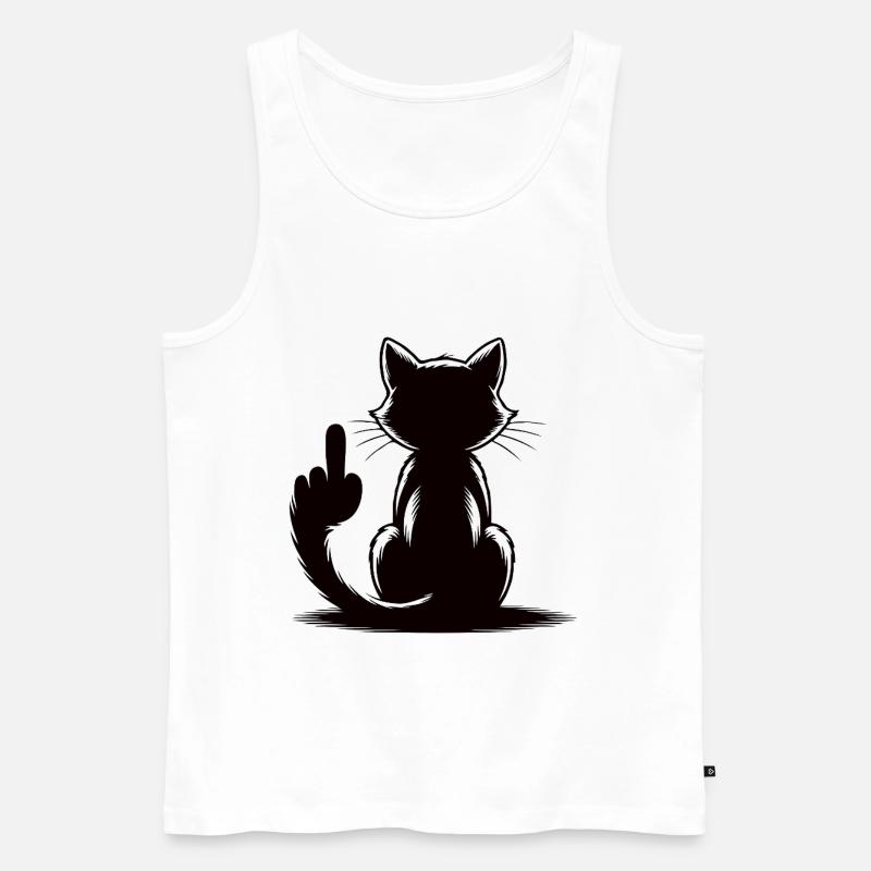 Erkenne die Zeichen Katze Mittelfinger - Männer Premium Bio Tank Top - Weiß