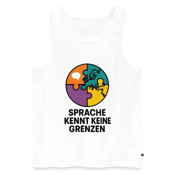 Puzzlewelt Sprache kennt keine Grenzen - Männer Premium Bio Tank Top - Weiß - Vorne - Michal (187cm)