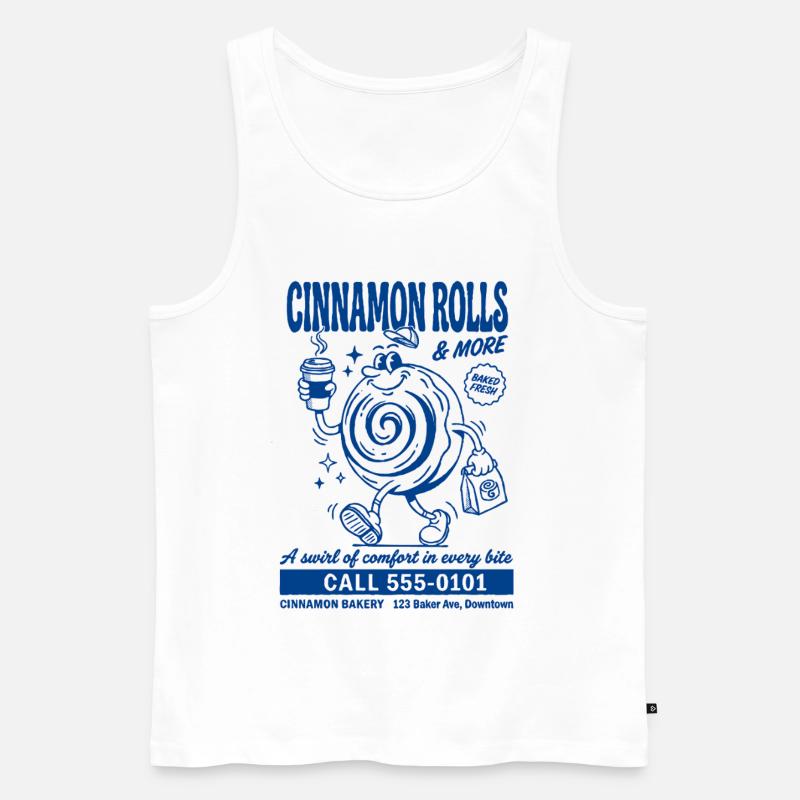 Retro Cinnamon Roll Bakery - Männer Premium Bio Tank Top - Weiß