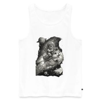 Cat’s Cheese-Powered Space Adventure - Men's Premium Organic Tank Top - white - Front - Michal (187cm)