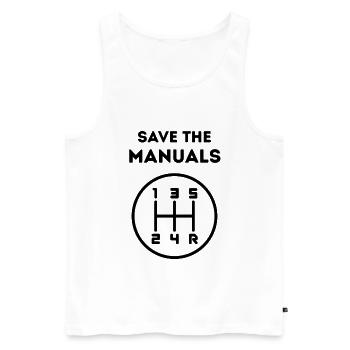 Save The Manuals - Men's Premium Organic Tank Top - white - Front - Michal (187cm)