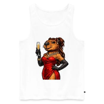 Dame noble de capybara avec du vin pétillant - Débardeur bio Premium Homme - blanc - Devant - Michal (187cm)