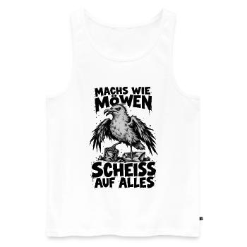 Möwe Punk Spruch Scheiss auf alles Küstenhumor - Männer Premium Bio Tank Top - Weiß - Vorne - Michal (187cm)