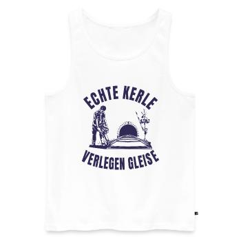 Echte Kerle verlegen Gleise - Männer Premium Bio Tank Top - Weiß - Vorne - AI Model Male 178 light (178cm)
