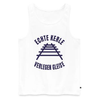Echte Kerle verlegen Gleise Schienen - Männer Premium Bio Tank Top - Weiß - Vorne - AI Model Male 178 light (178cm)
