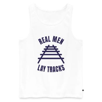 Echte Kerle verlegen Gleise Schienen - Männer Premium Bio Tank Top - Weiß - Vorne - AI Model Male 178 light (178cm)