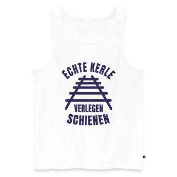 Echte Kerle verlegen Schienen Gleise - Männer Premium Bio Tank Top - Weiß - Vorne - AI Model Male 178 light (178cm)
