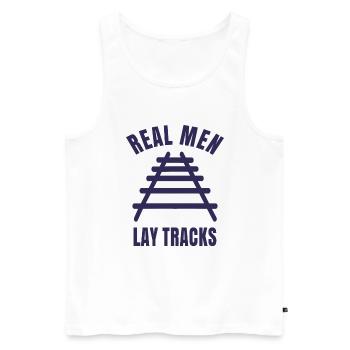 Echte Kerle verlegen Schienen Gleise - Männer Premium Bio Tank Top - Weiß - Vorne - AI Model Male 178 light (178cm)