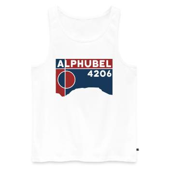 Ascension de l’Alphubel avec guide de montagne Route Zermatt - Débardeur bio Premium Homme - blanc - Devant - AI Model Male 178 light (178cm)