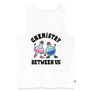 Chemistry Between Us, Chemical flasks in Love - Men's Premium Organic Tank Top - white - Front - AI Model Male 178 light (178cm)