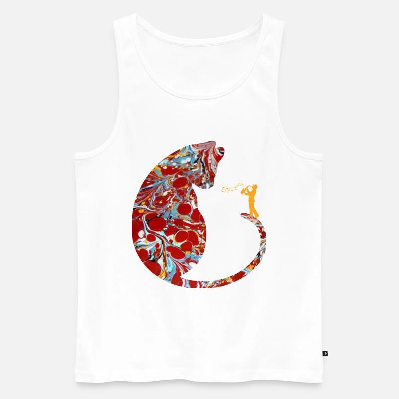 chat avec saxophone e 251 - Débardeur bio Premium Homme - blanc
