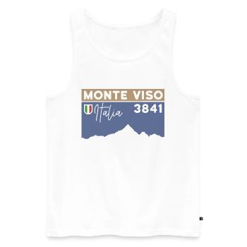 Monte Viso Randonnée Monviso Ascension Arête Est - Débardeur bio Premium Homme - blanc - Devant - Michal (187cm)