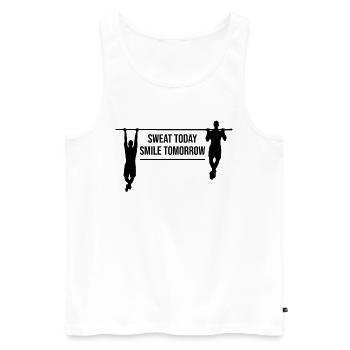 Pull-ups motivant en disant entraînement physique - Débardeur bio Premium Homme - blanc - Devant - Michal (187cm)